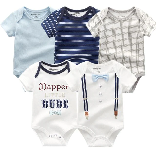 2023 Baby Rompers 5-pack infantil Jumpsuit Boy clothes Summer High quality Striped Clothing - Image 4