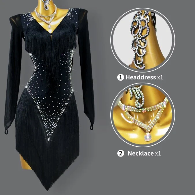 Sexy 2023 Blue Latin Dance Competition Costume Ball Practice Wear Line Suit Short Skirt - Image 3
