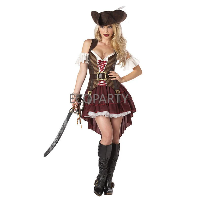 2023 Carnival Halloween Caribbean Pirates Costume Captain Huntress Clubwear Play Suit Cosplay Fancy Party Dress 20 - Image 11