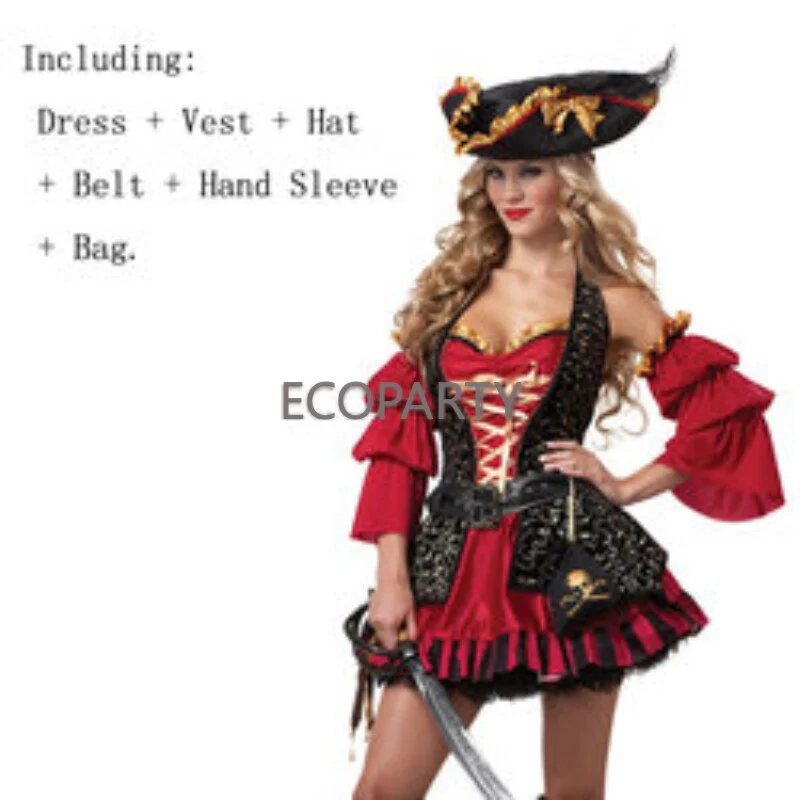 2023 Carnival Halloween Caribbean Pirates Costume Captain Huntress Clubwear Play Suit Cosplay Fancy Party Dress 20 - Image 12