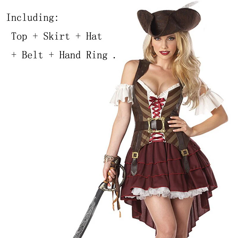 2023 Carnival Halloween Caribbean Pirates Costume Captain Huntress Clubwear Play Suit Cosplay Fancy Party Dress 20 - Image 6