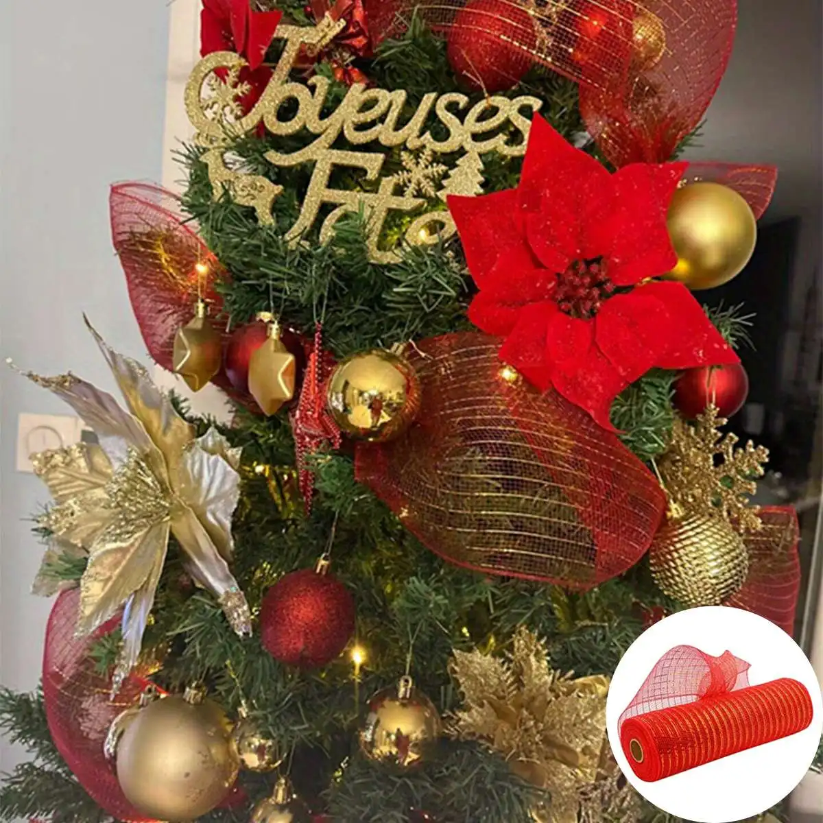 2023 Christmas Crystal Gauze Ribbons Christmas Tree Decorations for Home Door Navidad Noel Kerst Gifts Happy New Year 2024 - Image 2
