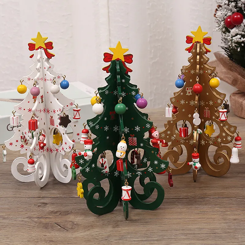 2023 Christmas Tree Children's Handmade DIY Stereo Wooden Christmas Tree Scene Layout Christmas Decorations Ornaments Hot - Image 3