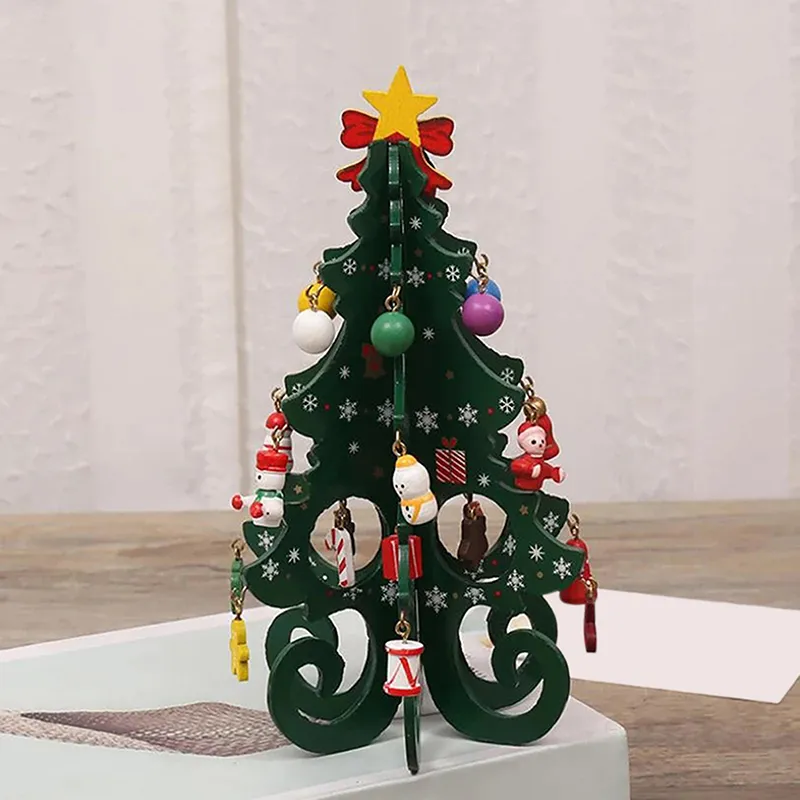 2023 Christmas Tree Children's Handmade DIY Stereo Wooden Christmas Tree Scene Layout Christmas Decorations Ornaments Hot - Image 5