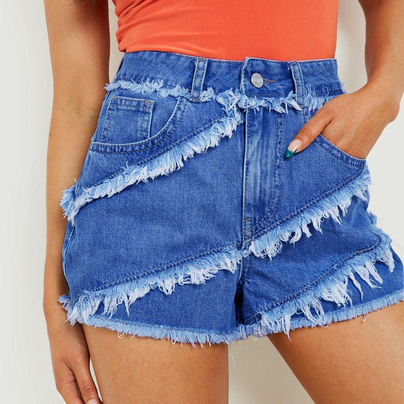 2023 High Waist Tassel Shorts Jeans - Image 2