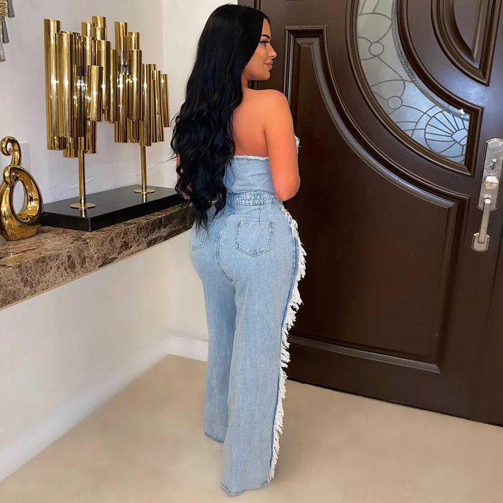 2023 Sexy Denim Jumpsuits Womens Jeans Women Clothing Summer Clothes Fashion Solid Jean - Image 3