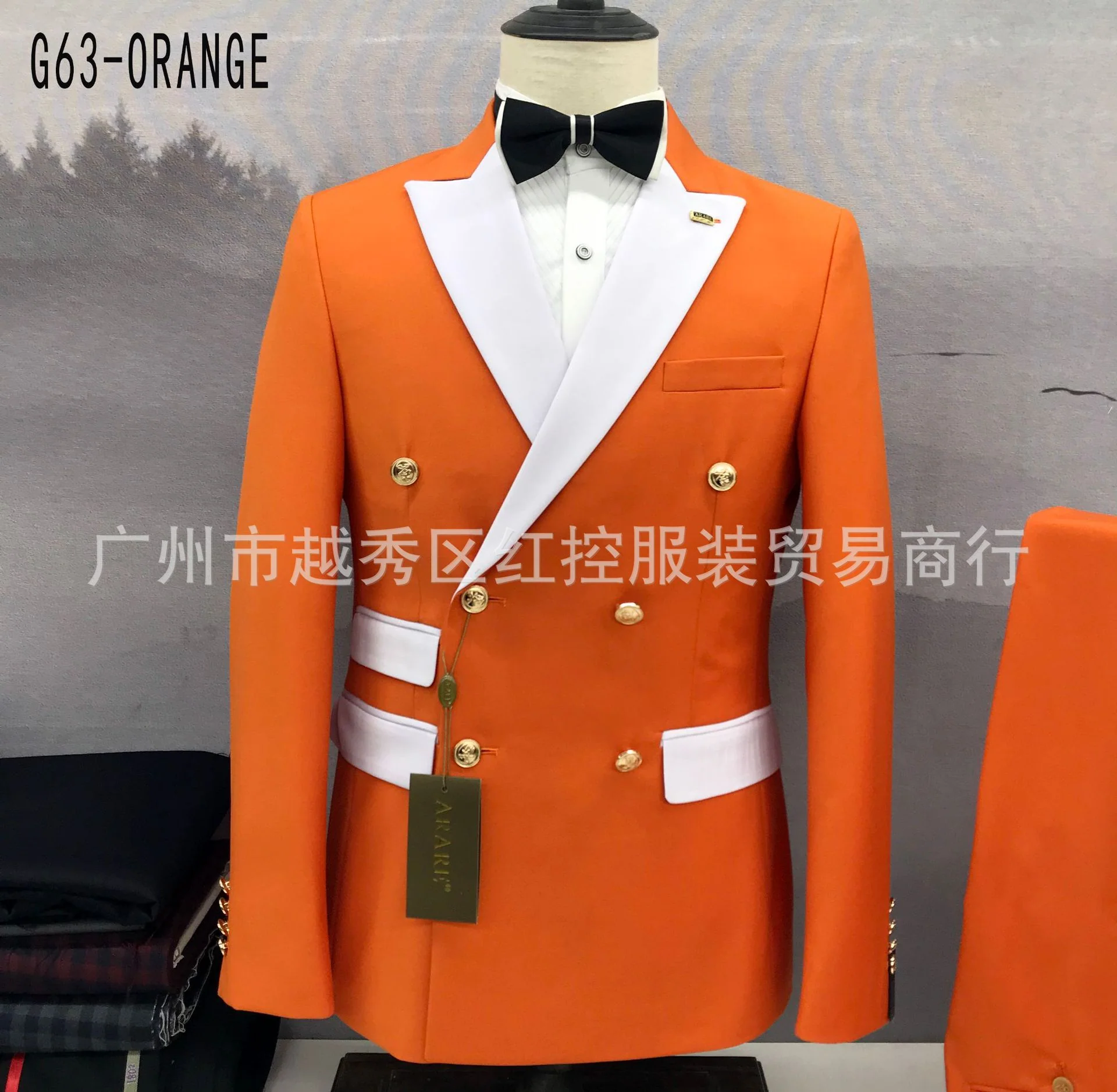 2023 Double-breasted Six-button Two-piece Full Men's Suit - Image 8