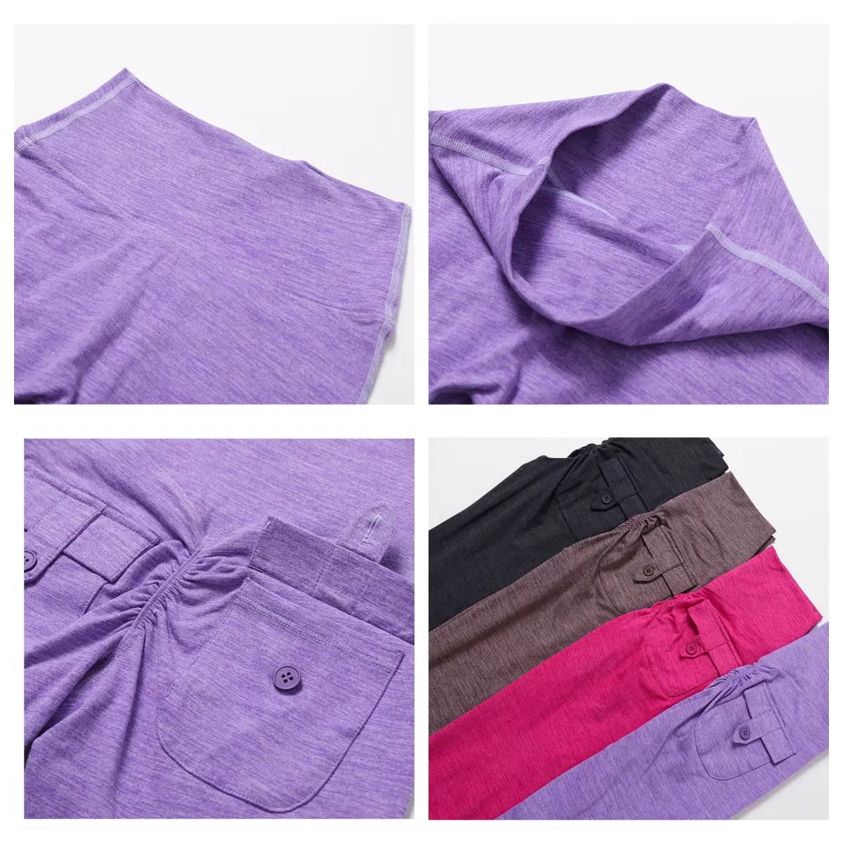 2023 European and American Sanding High Waist Yoga Pants Cationic Cargo Pocket Buttock Lifting Tight Sports Fitness Pants Trousers Women - Image 3