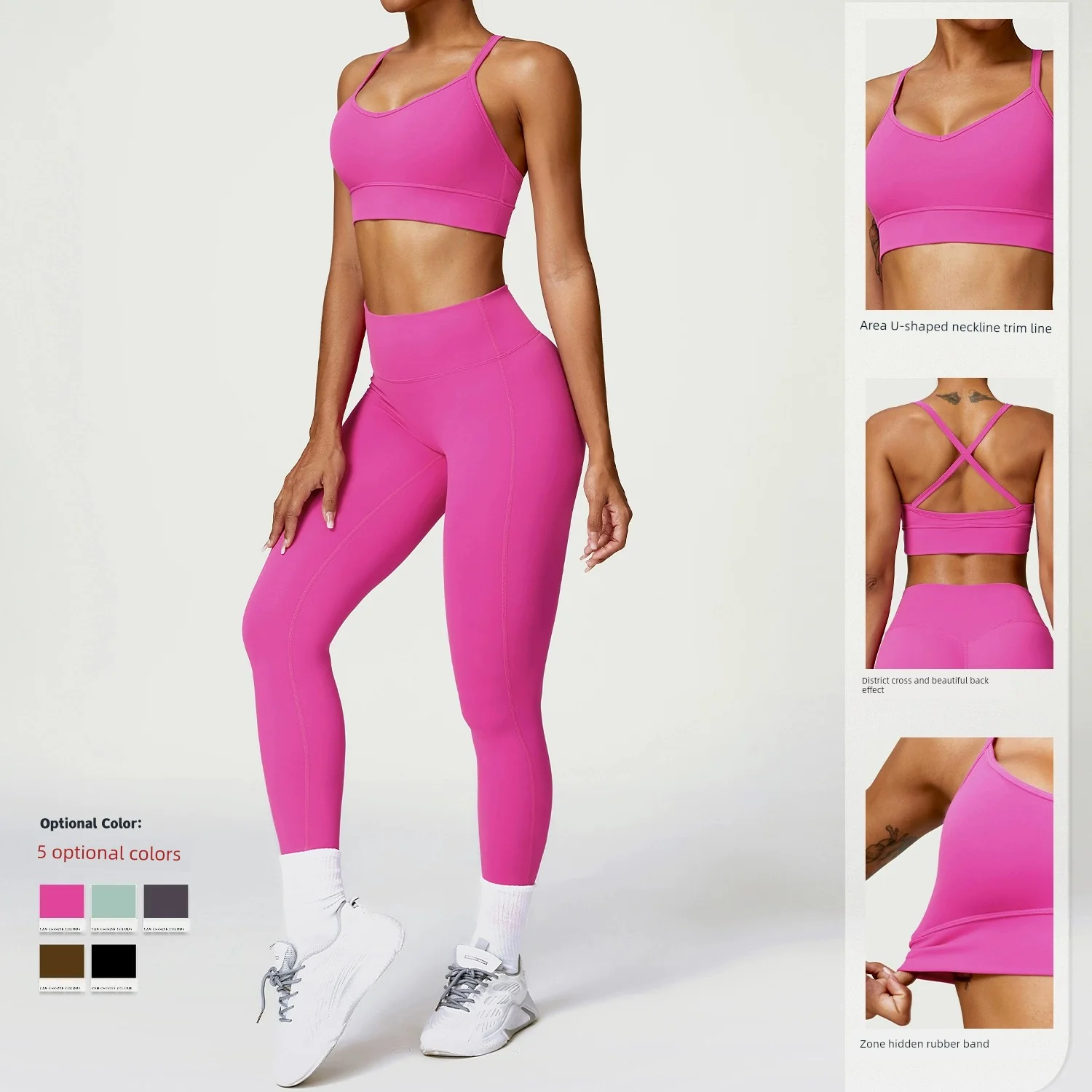 2023 European and American Tight Yoga Bra Cross Beauty Back Fitness Sports Underwear Sanding Yoga Clothes Top Containing Chest Pad - Image 3