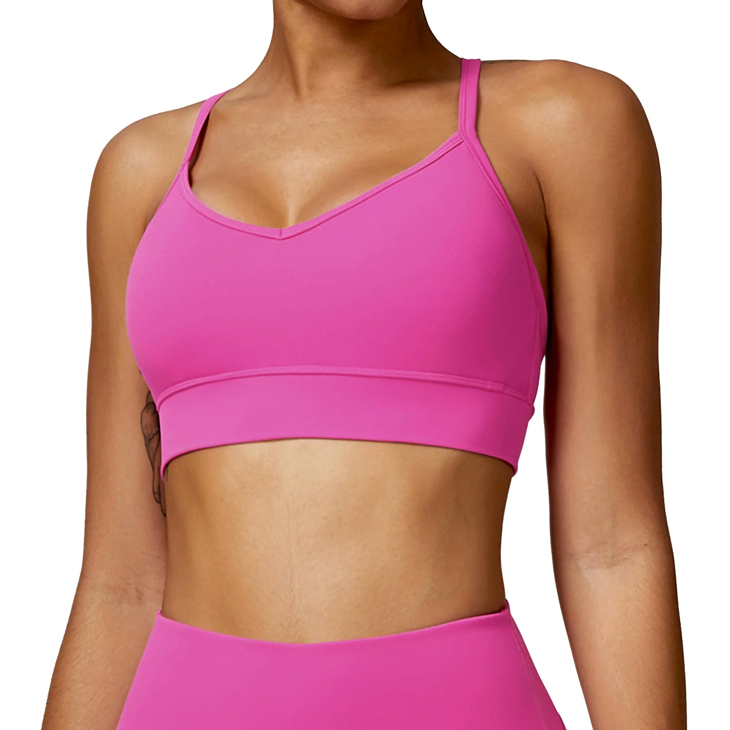 2023 European and American Tight Yoga Bra Cross Beauty Back Fitness Sports Underwear Sanding Yoga Clothes Top Containing Chest Pad - Image 5