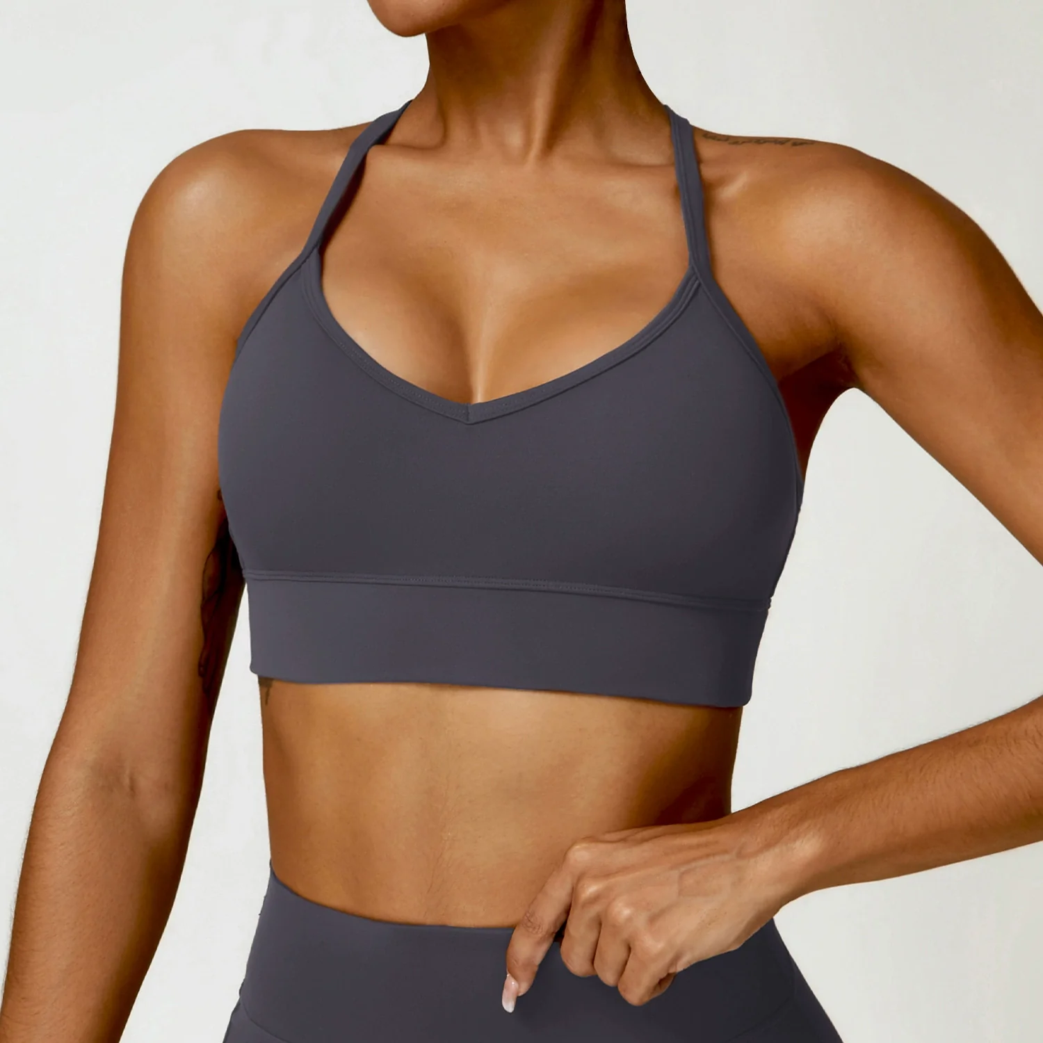 2023 European and American Tight Yoga Bra Cross Beauty Back Fitness Sports Underwear Sanding Yoga Clothes Top Containing Chest Pad - Image 6