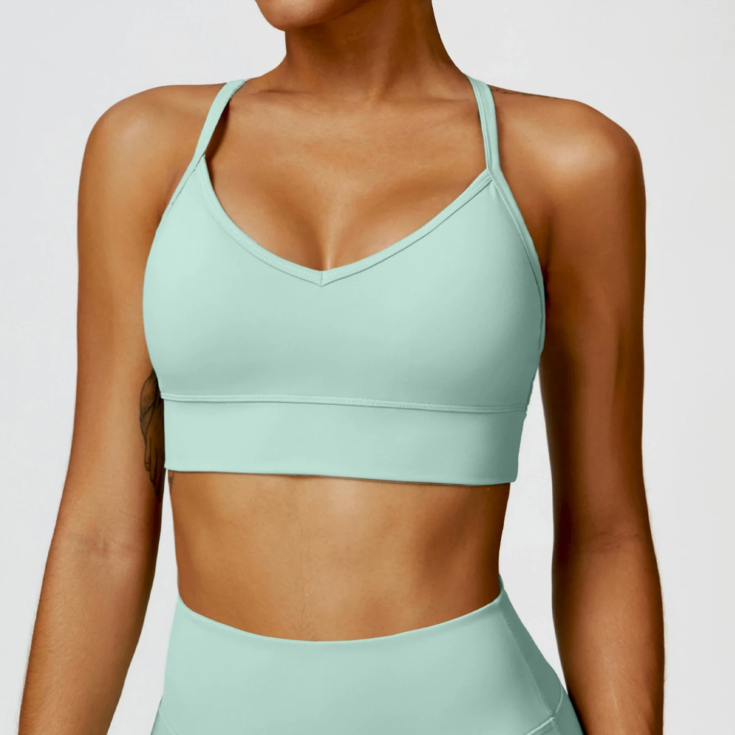 2023 European and American Tight Yoga Bra Cross Beauty Back Fitness Sports Underwear Sanding Yoga Clothes Top Containing Chest Pad - Image 7