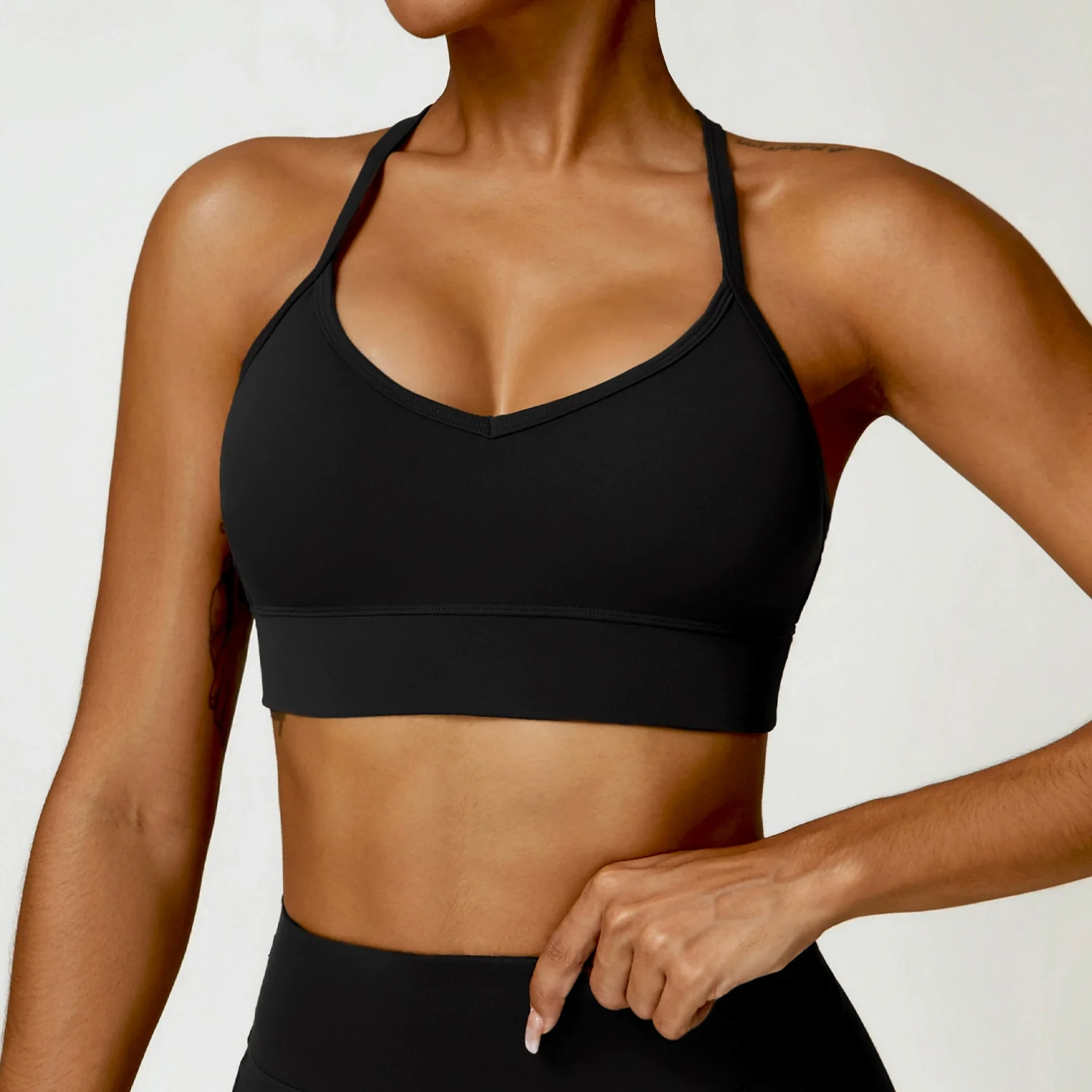 2023 European and American Tight Yoga Bra Cross Beauty Back Fitness Sports Underwear Sanding Yoga Clothes Top Containing Chest Pad - Image 8