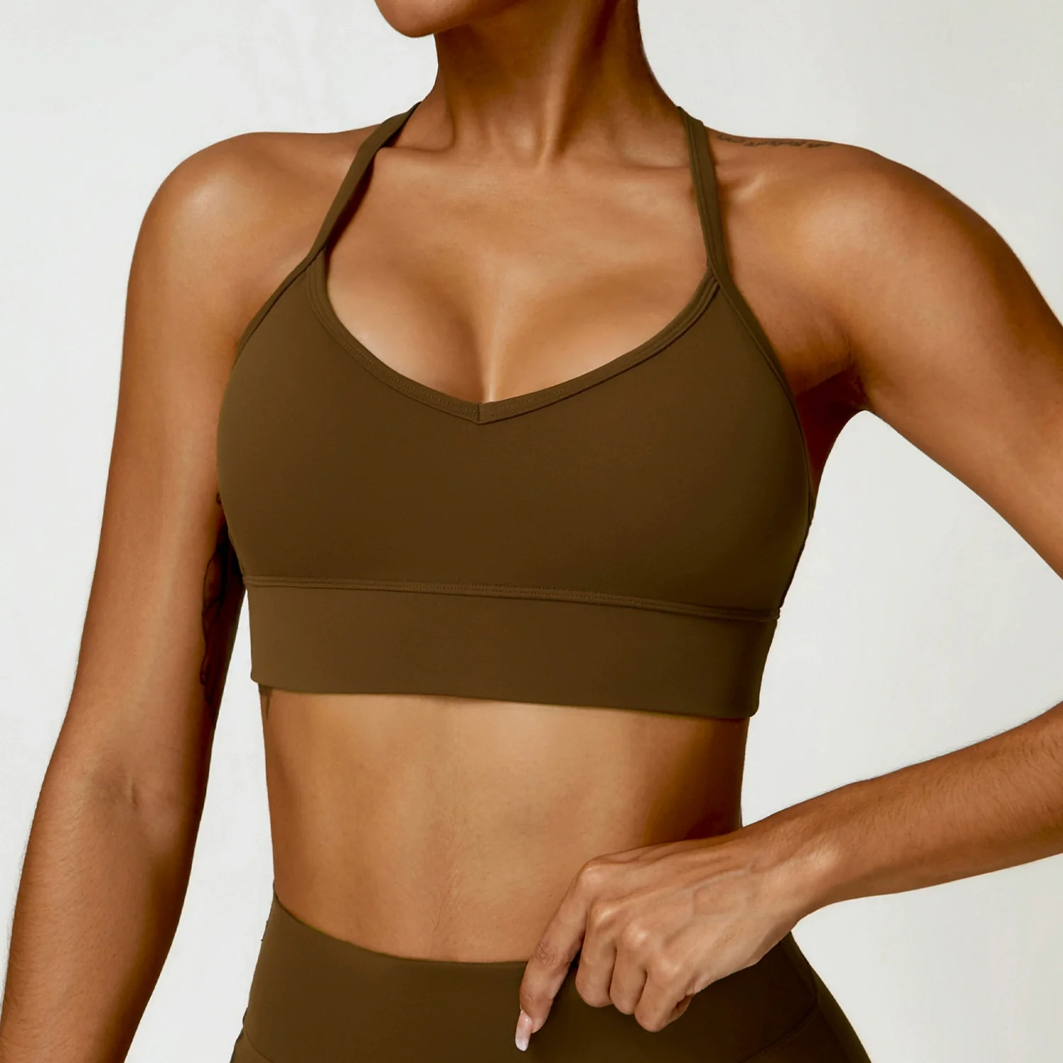 2023 European and American Tight Yoga Bra Cross Beauty Back Fitness Sports Underwear Sanding Yoga Clothes Top Containing Chest Pad - Image 9