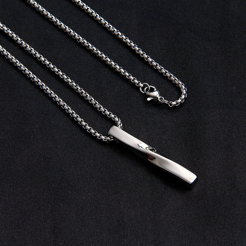 2023 Fashion New Black Rectangle Pendant Necklace Men collar Trendy Simple Stainless Steel Chain Men Necklace Jewelry Gift - Image 23