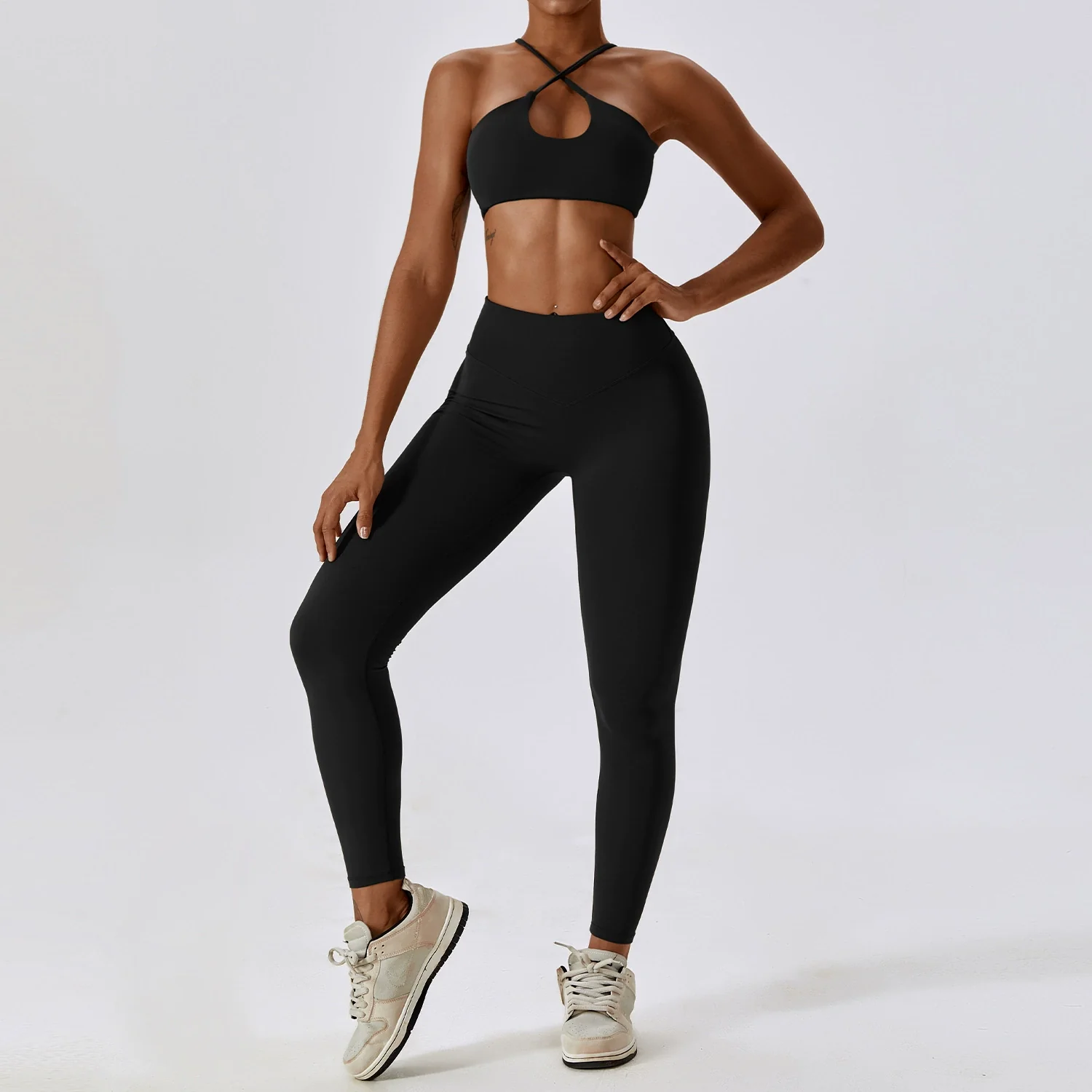 2023 Fashion Quick-Drying Nude Feel Yoga Suit Sports Back Shaping Workout Clothes Hip Lifting Sexy Skinny Yoga Clothes Two Pieces - Image 15