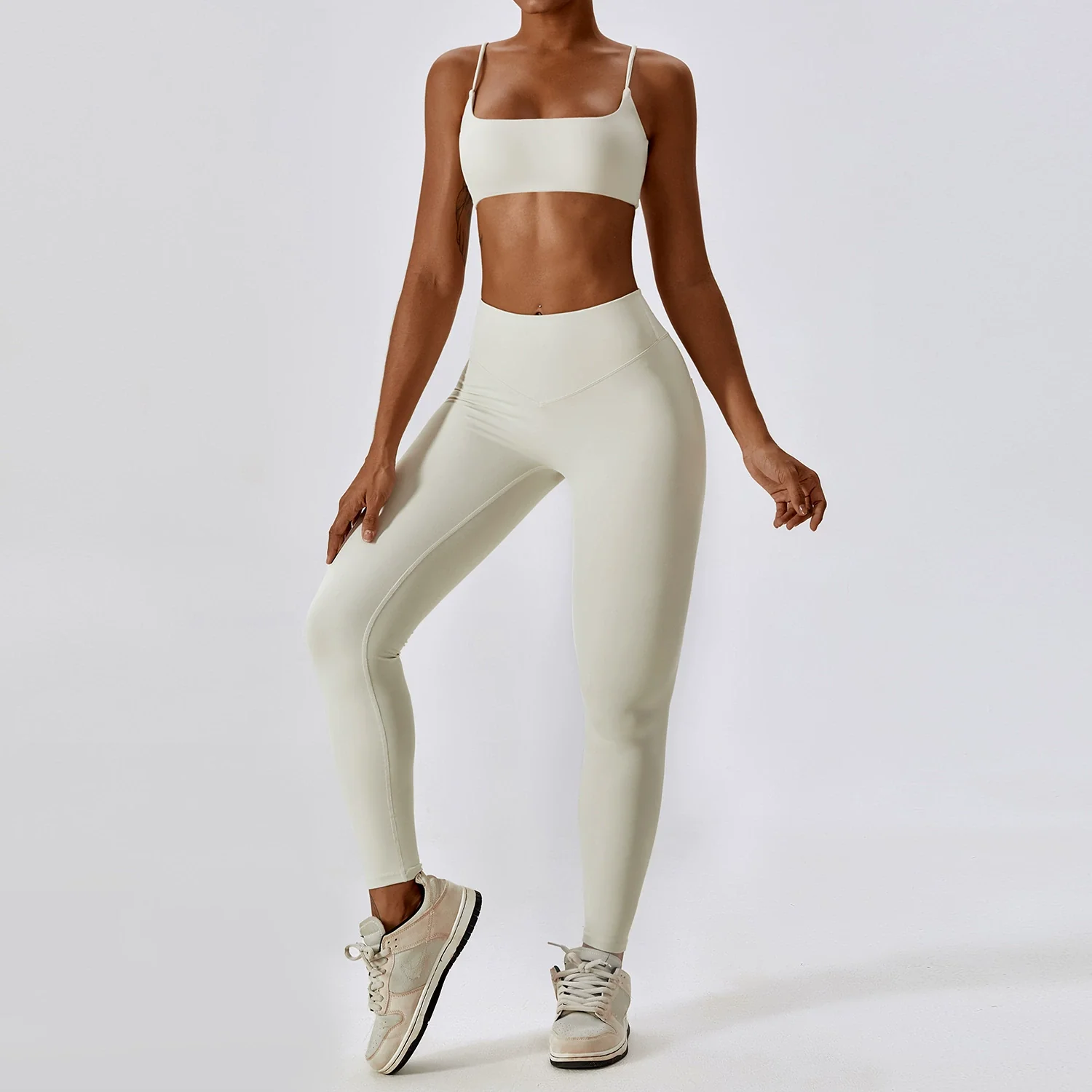 2023 Fashion Quick-Drying Nude Feel Yoga Suit Sports Back Shaping Workout Clothes Hip Lifting Sexy Skinny Yoga Clothes Two Pieces - Image 3