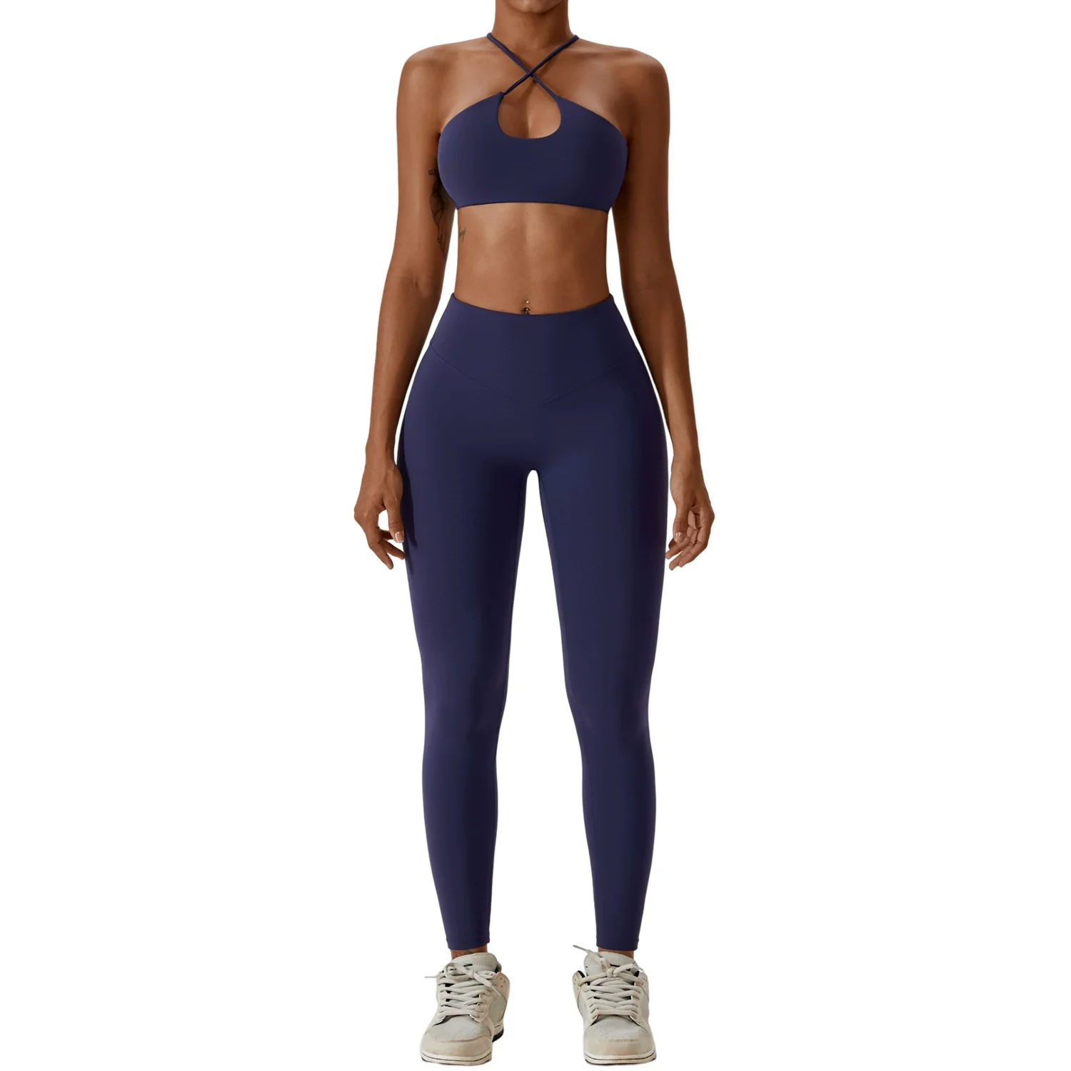 2023 Fashion Quick-Drying Nude Feel Yoga Suit Sports Back Shaping Workout Clothes Hip Lifting Sexy Skinny Yoga Clothes Two Pieces - Image 5