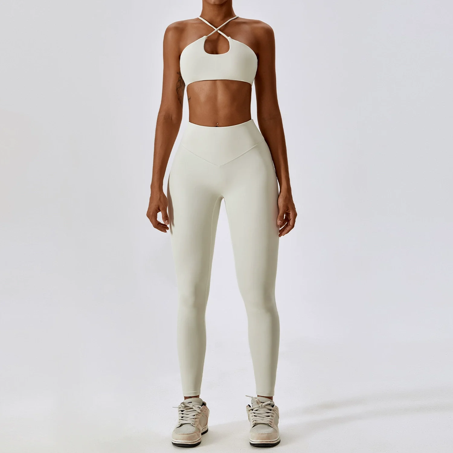 2023 Fashion Quick-Drying Nude Feel Yoga Suit Sports Back Shaping Workout Clothes Hip Lifting Sexy Skinny Yoga Clothes Two Pieces - Image 6