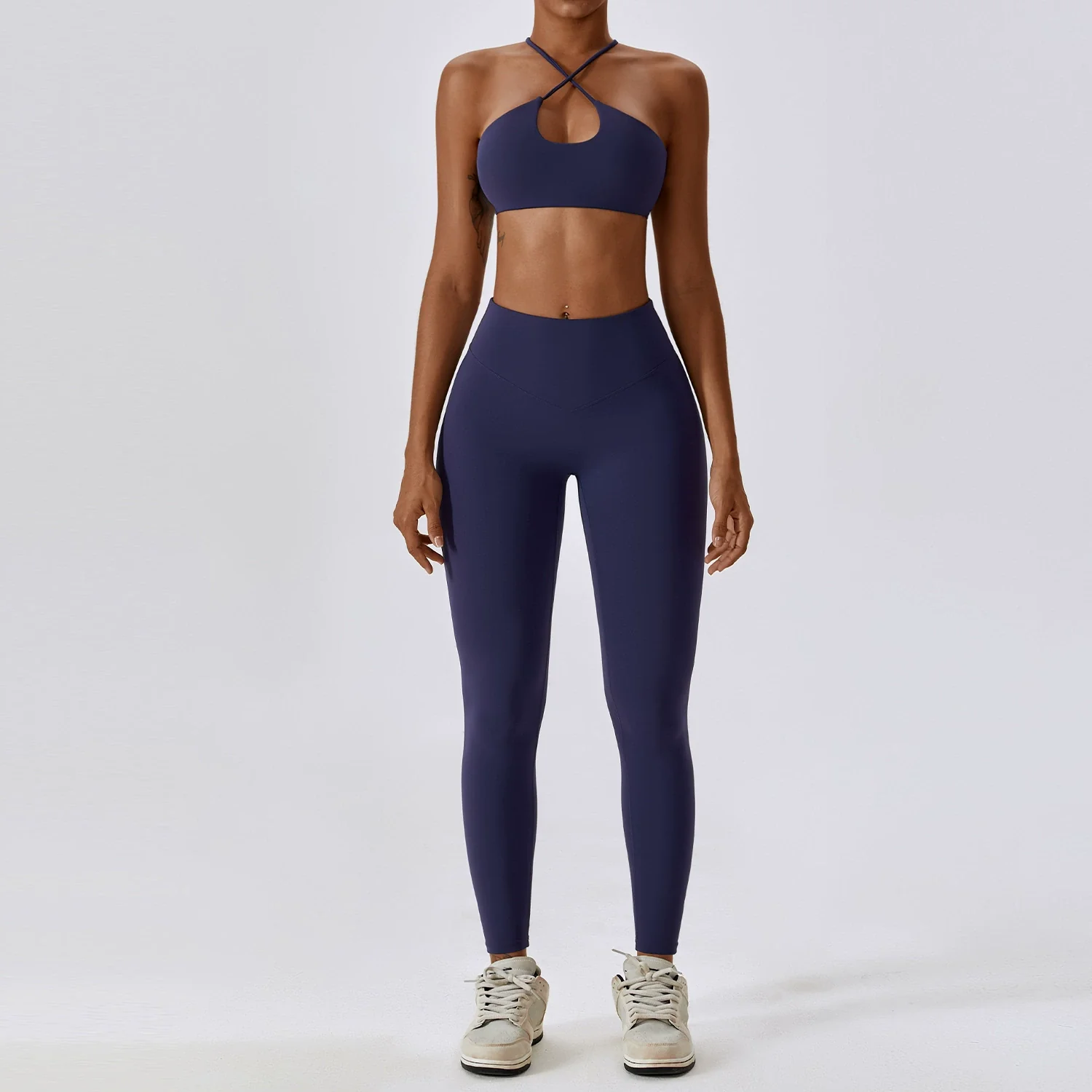 2023 Fashion Quick-Drying Nude Feel Yoga Suit Sports Back Shaping Workout Clothes Hip Lifting Sexy Skinny Yoga Clothes Two Pieces - Image 8