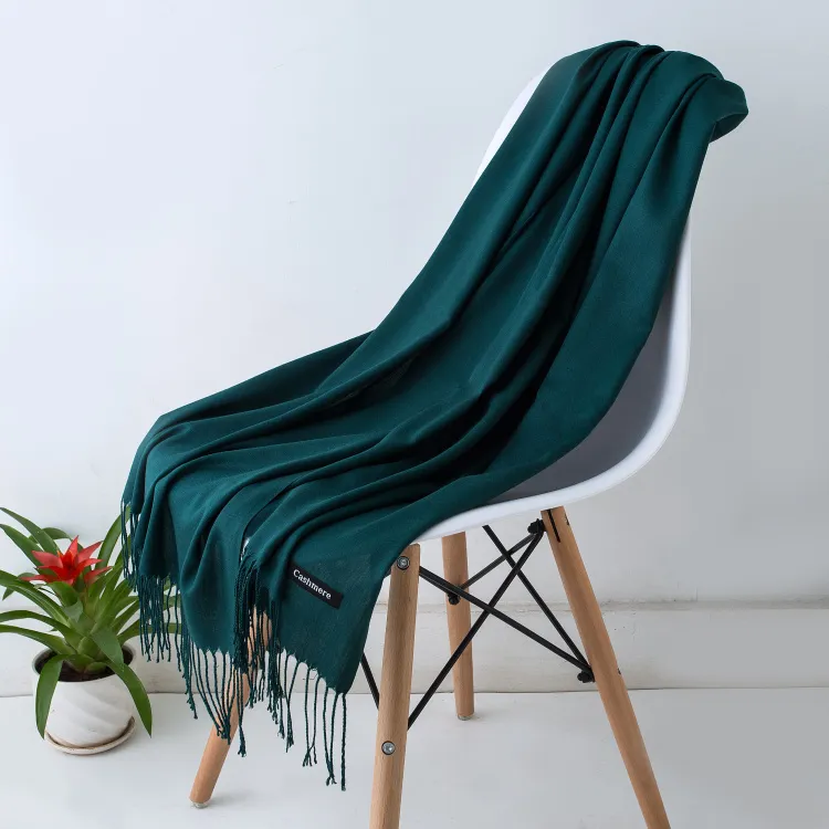 2023 Fashion Winter Women Scarf Thin Shawls and Wraps Lady Solid Female Hijab Stoles Long Cashmere Pashmina Foulard Head Scarves - Image 17