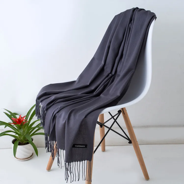 2023 Fashion Winter Women Scarf Thin Shawls and Wraps Lady Solid Female Hijab Stoles Long Cashmere Pashmina Foulard Head Scarves - Image 19