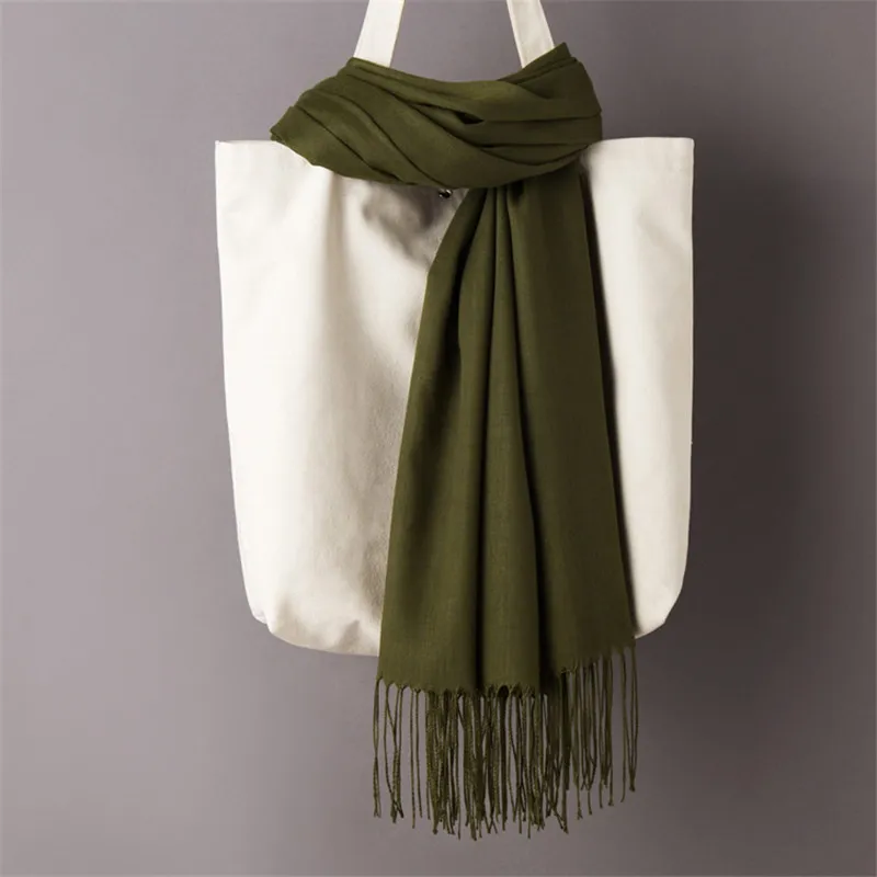 2023 Fashion Winter Women Scarf Thin Shawls and Wraps Lady Solid Female Hijab Stoles Long Cashmere Pashmina Foulard Head Scarves - Image 45