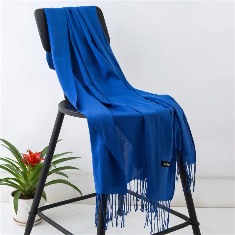 2023 Fashion Winter Women Scarf Thin Shawls and Wraps Lady Solid Female Hijab Stoles Long Cashmere Pashmina Foulard Head Scarves - Image 5