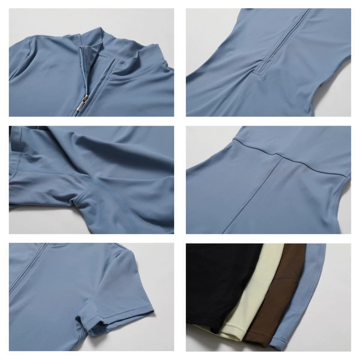 2023 Fashion Zipper Short Sleeve Pants Nude Feel Yoga Jumpsuit Women's Outwear Fitness Sports One-Piece Bodysuit - Image 4