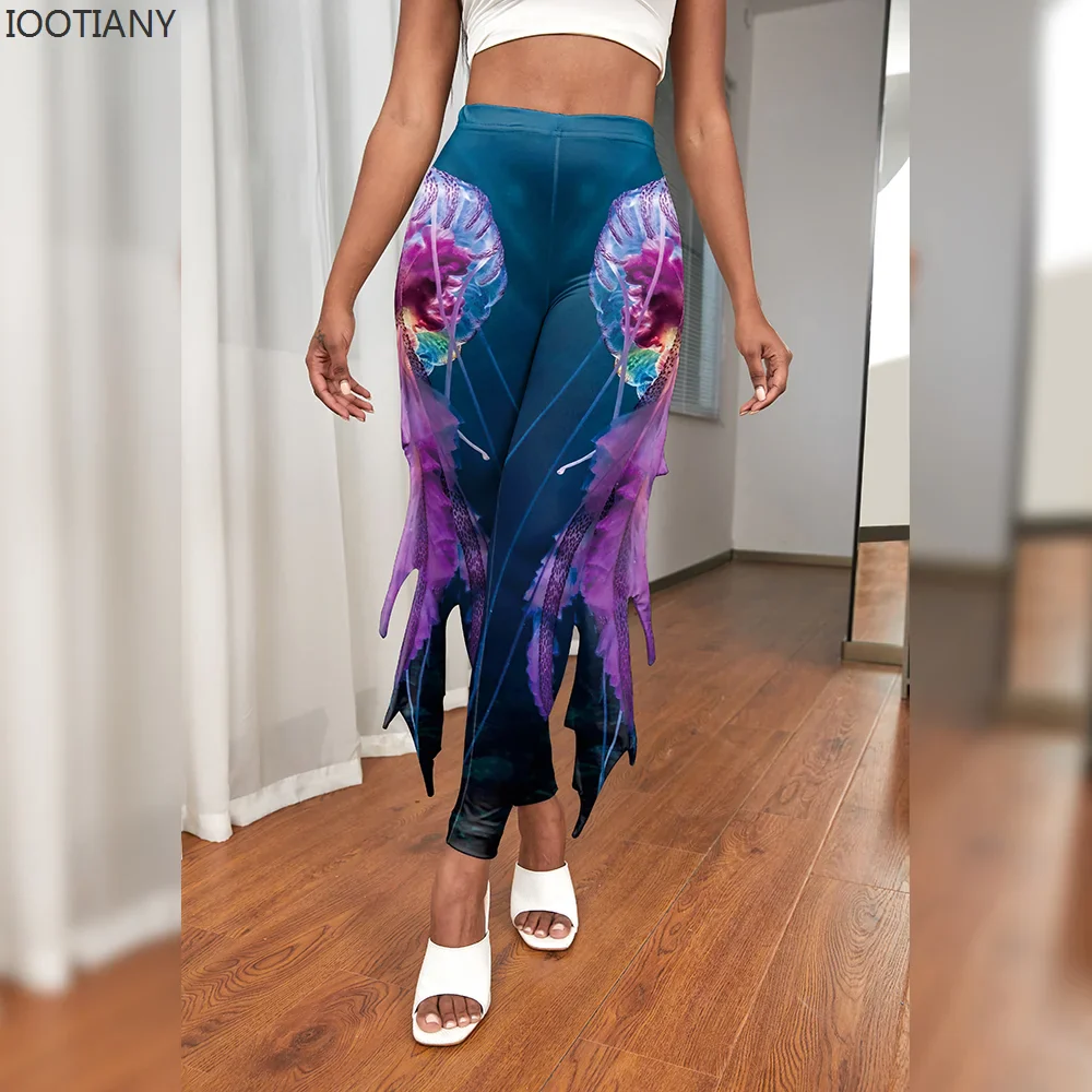 2023 Female Mermaid Print Casual Bottom Devilfish Print Leggings Women Fitness Workout Trousers Lady Cosplay Party Wear - Image 11