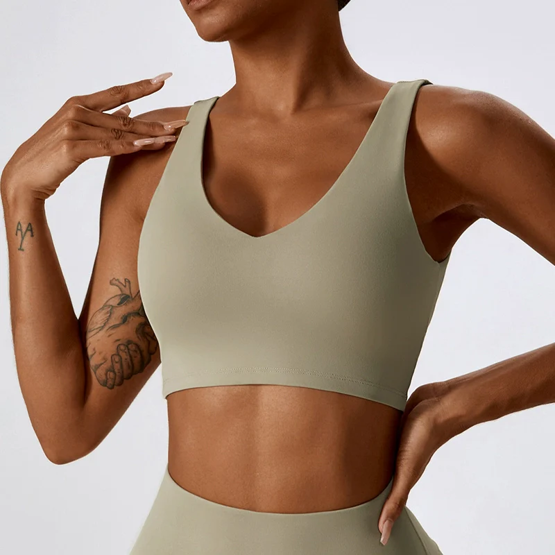 2023 High Strength Nude Feel Yoga Bra Bubble Wrap Tight Sports Intimates Pilates Running Workout Vest Chest Pad - Image 2