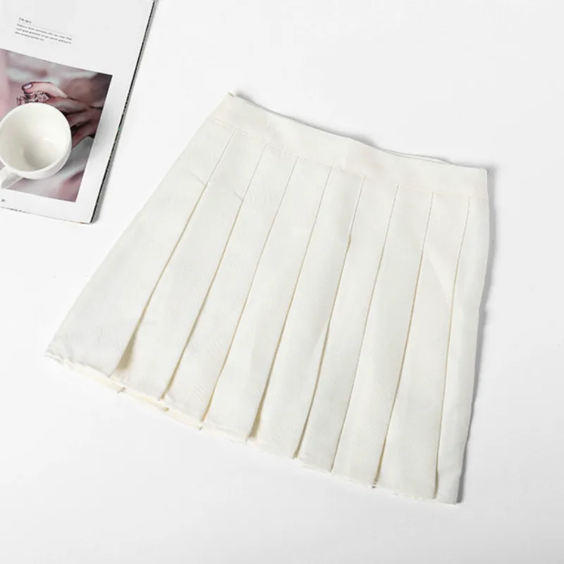 2023 Kawaii Pleated Tennis Skirt Women Sexy High Waist Solid Colors Cute Mini Skirt Pink White Shorts Korean Style Streetwear - Image 5