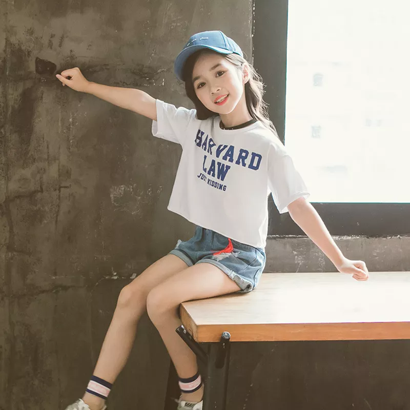2023 Kids Girls Clothes Set Summer Short Sleeve T-shirt + jeans shorts hot pants Outfits Baby Clothing 4 5 6 7 8 9 10 11 12 year - Image 7