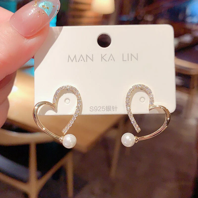 2023 Korean Fashion Jewelry Shining Rhinestone Hollow Heart Drop Earrings for Women Girls Vintage Red Crystal Earrings - Image 10