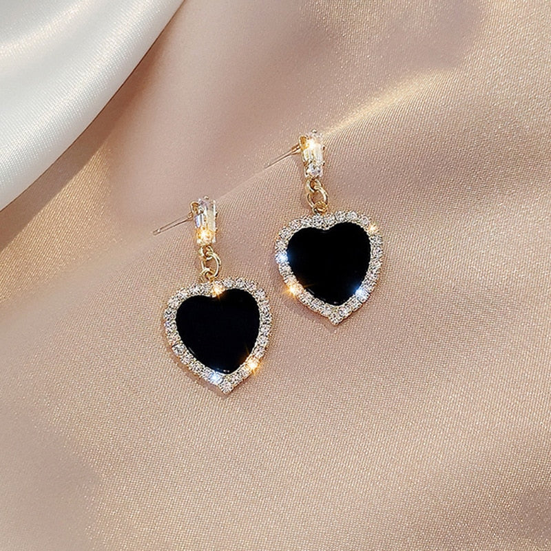 2023 Korean Fashion Jewelry Shining Rhinestone Hollow Heart Drop Earrings for Women Girls Vintage Red Crystal Earrings - Image 20