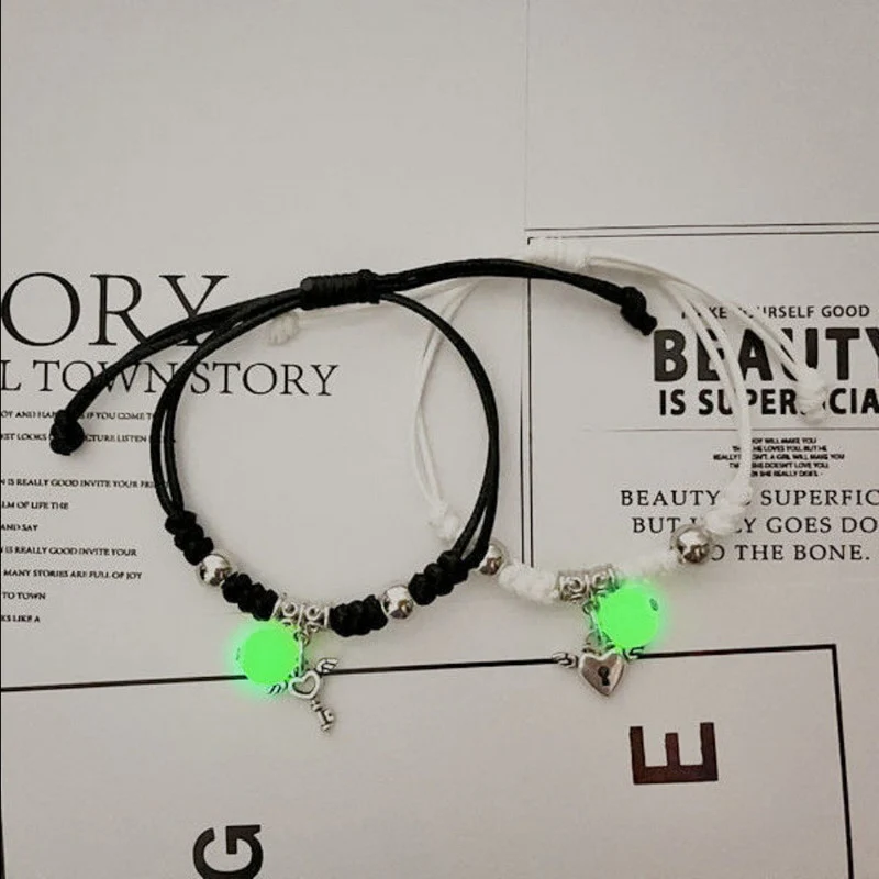 2023 Luminous Cat Star Moon Bracelet Couple Charm Handmade Adjustable Rope - Image 4