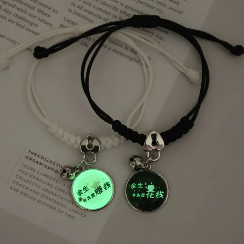 2023 Luminous Cat Star Moon Bracelet Couple Charm Handmade Adjustable Rope - Image 5