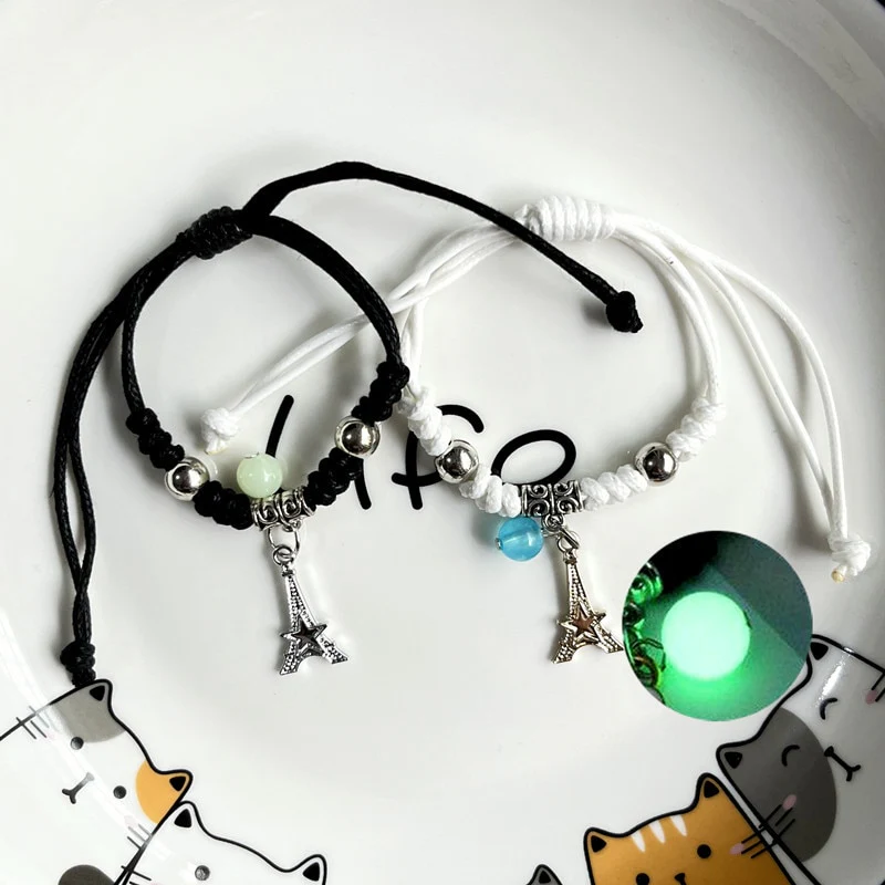 2023 Luminous Cat Star Moon Bracelet Couple Charm Handmade Adjustable Rope - Image 7