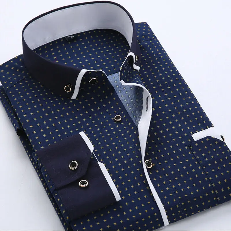 2023 Men Casual Long Sleeved Printed Shirts Slim Fit Male Social Business Dress Shirt Brand Men Clothing Camisas Para Hombre - Image 3