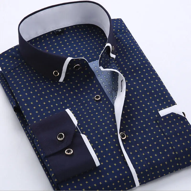 2023 Men Casual Long Sleeved Printed Shirts Slim Fit Male Social Business Dress Shirt Brand Men Clothing Camisas Para Hombre - Image 8