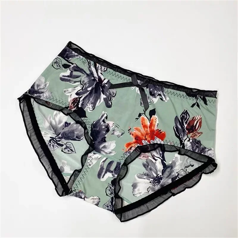 2023 New Cute Intimates Soft Smooth  Girls Underwears Ruffle Bow Flower Print Plus Size Sexy Lingeries Women's Panties - Image 22