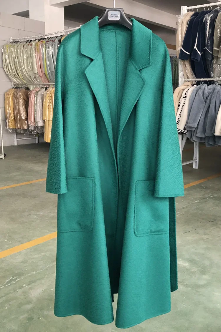 2023 New Double Sided Cashmere Wool Coat Female Autumn Winter Loose Long Woolen Solid Color Outwear - Image 11
