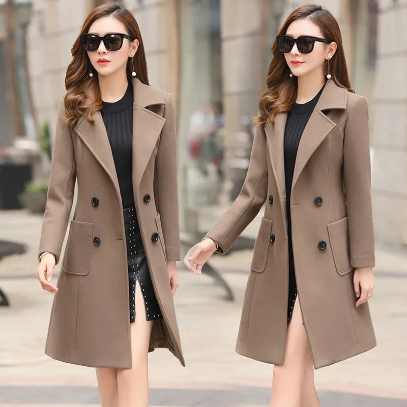 2023 New Elegant Women's Winter Korean Version Plus Size Slim Woolen Coats Female Fashion Temperament Woolen Coat - Image 5