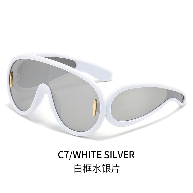 2023 New Fashion One Piece Big Frame Goggles Oversized Oval Sunglasses Women Men Trendy Hip Hop Sun Glasses - Image 12