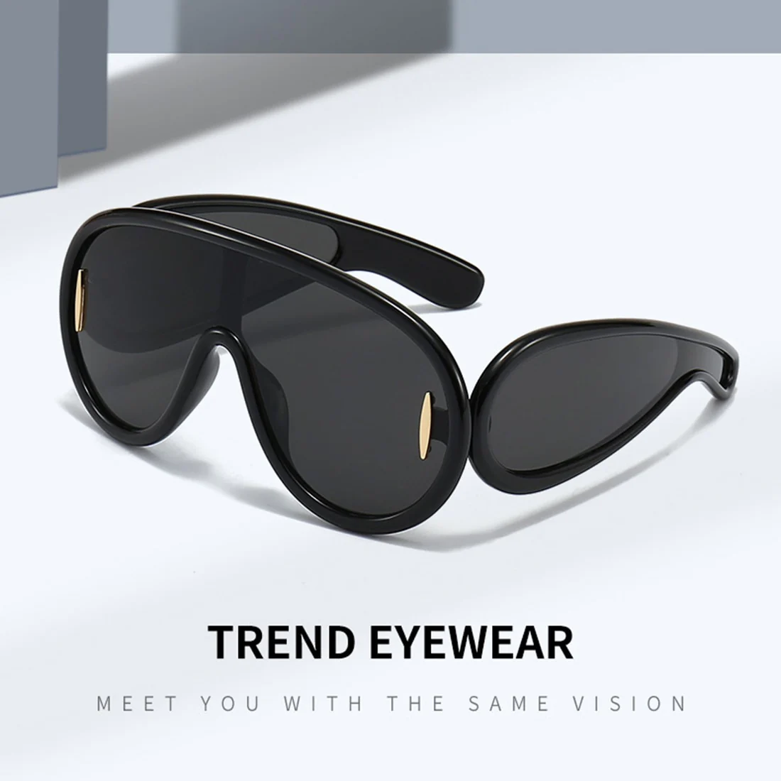 2023 New Fashion One Piece Big Frame Goggles Oversized Oval Sunglasses Women Men Trendy Hip Hop Sun Glasses - Image 15