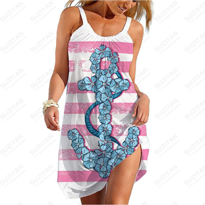 2023 Sexy New Hawaiian Fashion Short Skirt Women's Loose Round Neck Sexy Shirt - Image 11