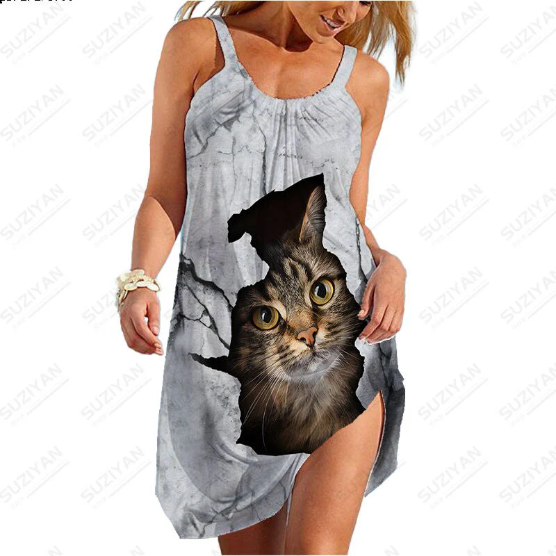 2023 Sexy New Hawaiian Fashion Short Skirt Women's Loose Round Neck Sexy Shirt - Image 12