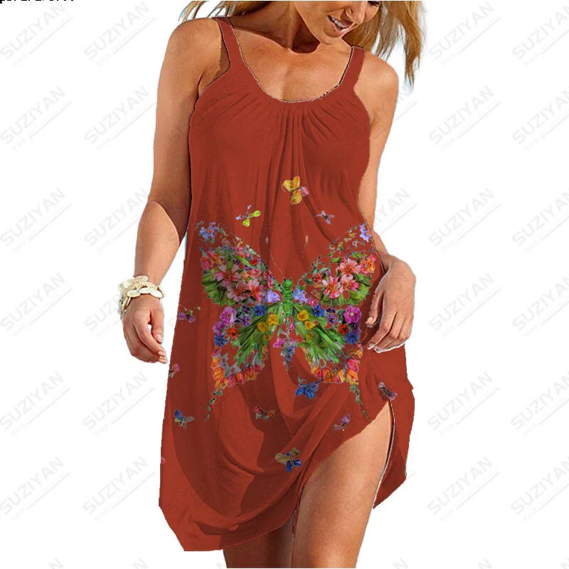 2023 Sexy New Hawaiian Fashion Short Skirt Women's Loose Round Neck Sexy Shirt - Image 2