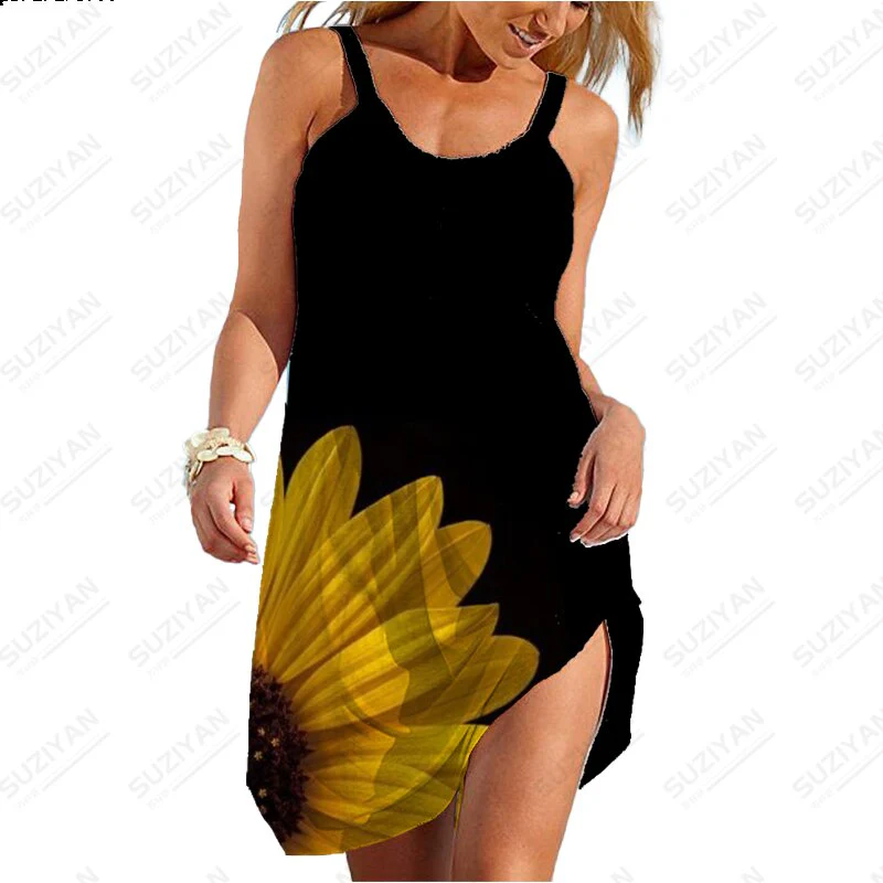 2023 Sexy New Hawaiian Fashion Short Skirt Women's Loose Round Neck Sexy Shirt - Image 4
