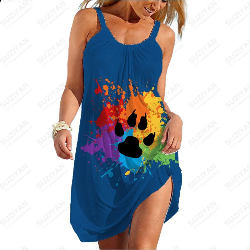 2023 Sexy New Hawaiian Fashion Short Skirt Women's Loose Round Neck Sexy Shirt - Image 6
